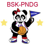 BSK-PNDG A girl panda holding a flag and a basketball