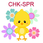 CHK-SPR Yellow chick sitting in colorful flowers