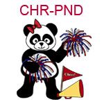 CHR-PND Cheer leading girl panda with pompoms megaphone and flag