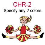 CHR-2 Fair skinned blond jumping cheer leading girl with pompoms  Specify any two colors for outfit