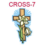CROSS-7 Cross with flowers blue background