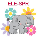 ELE-SPR Elephant surrounded by colorful flowers