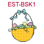 EST-BSK1 yellow Easter basket with eggs