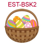EST-BSK2 Brown Easter basket filled with colorful eggs