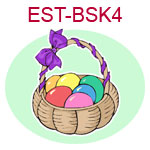 EST-BSK4 Easter basket filled with colorful eggs and purple bow 