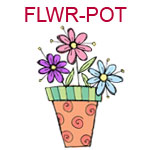 FLWR-POT  Pot with three colorful flowers