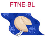 FTNE-BL A fortune cookie on a blue background