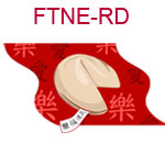 FTNE-RD A fortune cookie on a red background