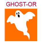 GHOST-OR A white ghost on orange background