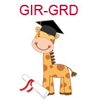 GIR-GRD A giraffe wearing a graduation cap with diploma