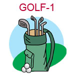 GOLF-1 A golf bag with clubs and balls