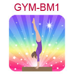 GYM-BM1 Handstand gymnast with fair skin and brown hair wearing purple leotard