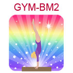 GYM-BM2 Handstand gymnast with fair skin and blond hair wearing purple leotard