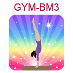 GYM-BM3 Handstand gymnast with fair skin and black hair wearing purple leotard