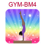 GYM-BM4 Handstand gymnast with dark skin and black hair wearing purple leotard