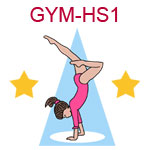 GYM-HS1 Fair skinned brown haired girl wearing pink leotard doing a handstand