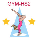 GYM-HS2 Fair skinned blond girl wearing pink leotard doing a handstand