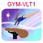 GYM-VLT1 Fair skinned brown haired girl wearing purple leotard on vault