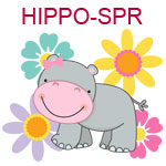 HIPPO-SPR Hippo surrounded by colorful flowers