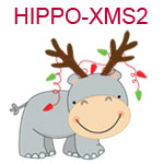 Hippo with reindeer antlers