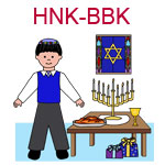 HNK-BBK Black haired boy celebrating Hanukka
