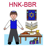 HNK-BBR Brown haired boy celebrating Hanukka