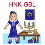 HNK-GBL Blond girl celebrating Hanukka