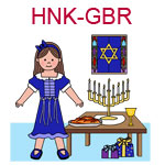 HNK-GBR Brown haired girl celebrating Hanukka