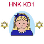 HNK-KD1 Light skinned blond girl in blue outfit with a star of David on each side
