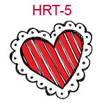 HRT-5 Red and white stripped heart with lace