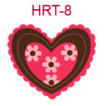 HRT-8 Red and brown flowered heart