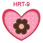HRT-9 Pink and red heart with brown flower