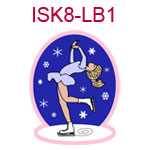 ISK8-LB1 Fair skinned blond lay back girl skater wearing light purple dress on royal blue background