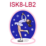 ISK8-LB2 Fair skinned brown haired lay back girl skater wearing light purple dress on royal blue background
