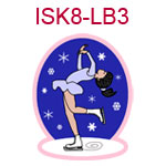 ISK8-LB3 Fair skinned black haired lay back girl skater wearing light purple dress on royal blue background