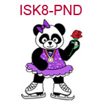 ISK8-PND Panda girl ice skater wearing purple dress holding a rose