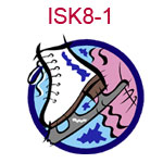 ISK8-1 White ice skate on blue and pink background