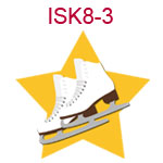 ISK8-3 Two white ice skates on yellow star background