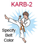 KARB-2 Fair skinned brown haired karate kick boy wearing white gi  please specify belt color