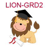 LION-GRD2 A lion wearing a graduation cap with diploma