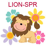 LION-SPR Lion surrounded by colorful flowers