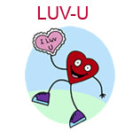 LUV-U Dancing heart holding I love you heart sign