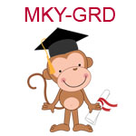 MKY-GRD A monkey wearing a graduation cap with diploma