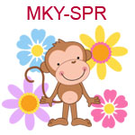 MKY-SPR Brown monkey surrounded by colorful spring flowers