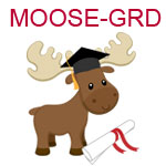 MOOSE-GRD A moose wearing a graduation cap with diploma