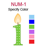 NUM-1 Number one birthday candle specify color