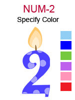 NUM-2 Number two birthday candle specify color