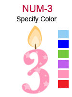 NUM-3 Number three birthday candle specify color