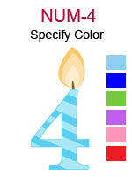NUM-4 Number four birthday candle specify color