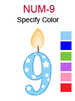 NUM-9 Number nine birthday candle specify color